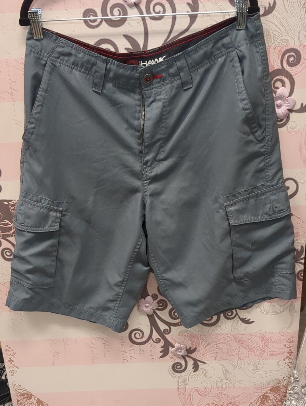Tony Hawk Men's Slate Gray Cargo Shorts with Pocket Panels